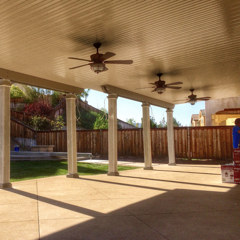 Diy Alumawood Patio Cover Kits Shipped Nationwide Gutters Fans - How To Install Fan On Aluminum Patio Cover